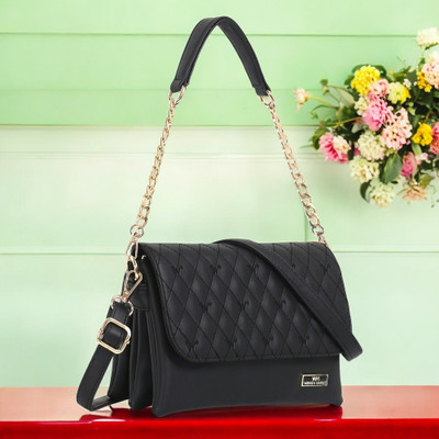 Women Marks Black Sling Bag EMBROIDERED SLING BAG