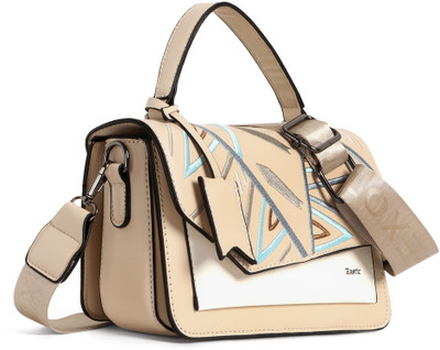 Exotic Beige Sling Bag Embroidery Design Saddle Boxy Shoulder Bag