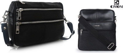CIMONI Black, Black Sling Bag Classic Stylish Shoulder Crossbody Daytrip Sling Bag For Women(Pack of 2)