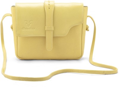 Goatter Yellow Sling Bag Genuine Leather Sling Cross-Body Bag For Girls And Women's