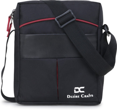DEZiRE CRAfTS Black Sling Bag Stylish Shoulder Cross Body Office Business Messenger Bag Water Resistant for Men and Boys