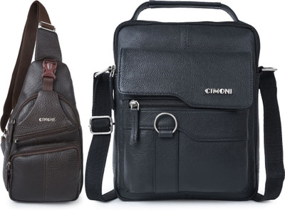 CIMONI Brown, Black Shoulder Bag Classic Sling Bag Crossbody Shoulder Trendy Waterproof Short Trip Chest Bag(Pack of 2)