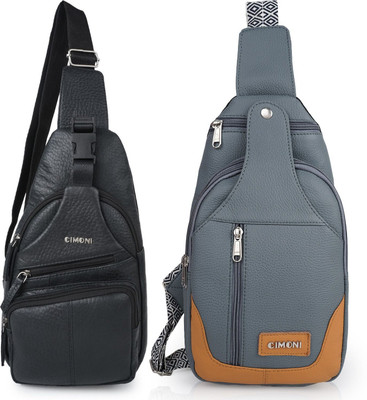 CIMONI Black, Grey Shoulder Bag Classic Sling Bag Crossbody Shoulder Trendy Waterproof Short Trip Chest Bag(Pack of 2)