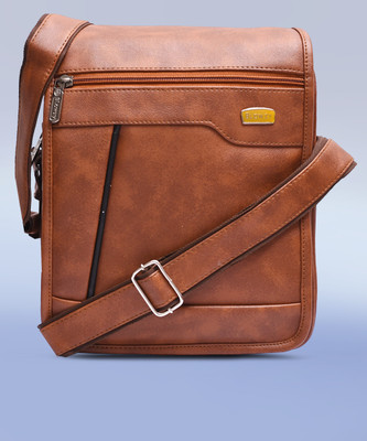 Blowzy Bags Tan Sling Bag Artificial Leather Cross-Body Large Sling Bag for Men/Boys