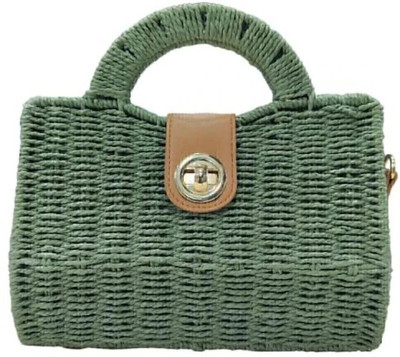 SS Collection Green Sling Bag Handicraft Attractive Hand Bag large Tote Bag Summer Bag Bucket Bag Basket Bag