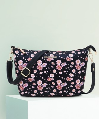 WOOD BAZAR Black Sling Bag BLACK-FLOWER-POUCH