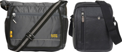 Blowzy Black, Grey Sling Bag Cross Body Travel Office Business Messenger One Side Men & Women Sling Bag(Pack of 2)