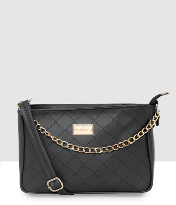 Dressberry Black Sling Bag Juliette Stylish Crossbody Sling Bag with Metal Chain & Adjustable Strap