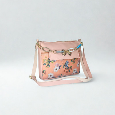 EVORK FASHION Pink Sling Bag Stylish Floral Printed Sling Bag for Women & Girls.
