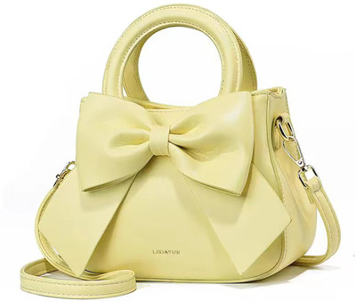 SYGA Yellow Sling Bag Women Bow Handheld Shoulder Bag Crossbody And Sweet Small Bucket Bag (Yellow))