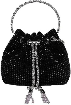 INKMILAN Black, Silver Clutch Women's Rhinestone Crystals Evening Bag Clutch Purses Crossbody Sling Bags