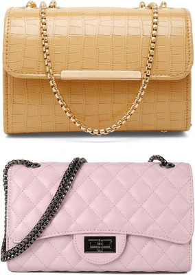 Bag ward Yellow, Purple Sling Bag Stylish Fancy Unique Design Sling Bag For Women's/Girls(Pack of 2)