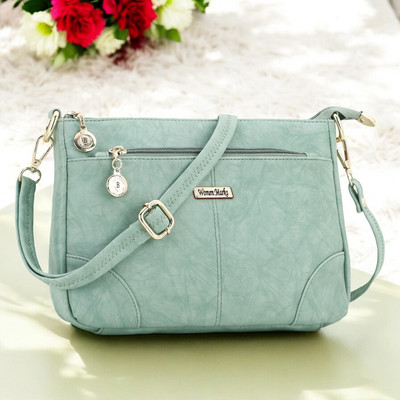 Women Marks Green Sling Bag BFT-12-SLING-BAG-2-LINE-LITE GREEN
