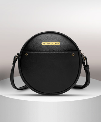 ASTIR COLLEEN Black Sling Bag Vegan Leather Women's & Girl's Sling Bag - Round Bag