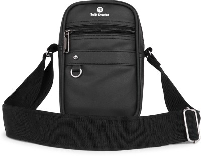 SWIFT CREATION Black Sling Bag Small Sling Bag for Men