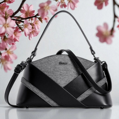 Exotic Black Hand-held Bag Textured Basket-Weave Pattern Sling/Shoulder bag