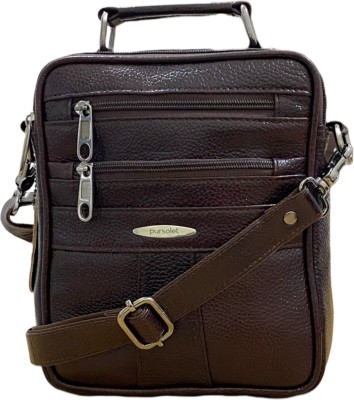 Pursolet Brown Sling Bag Handmade Genuine Leather Brown Cross Body Sling Bag for Men