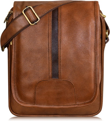 JPEnterprises Orange Sling Bag Tan Stylish Faux Leather Cross Body Sling Bag For Men JP-SL04