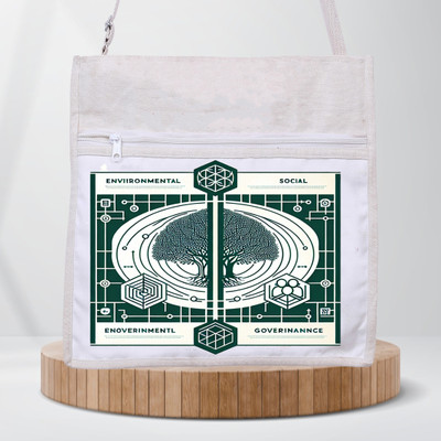 PrintingZone White Sling Bag Warli Print Canvas Cotton Cross Body Sling Bag with Long Strap