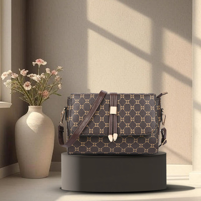 Sageware Khaki Sling Bag Womens & Girls Premium Checkered Sling Bag Handbag with Stylish Adjustable Strap