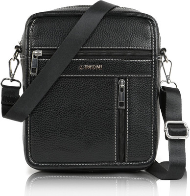 CIMONI Black Messenger Bag premium genuine leather sling & messenger bag for mens & womens