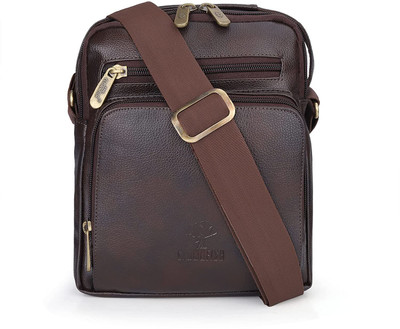 The CLOWNFISH Brown Sling Bag Bessie Series Faux Leather Messenger Bag & Sling Bag for Unisex (Dark Brown)