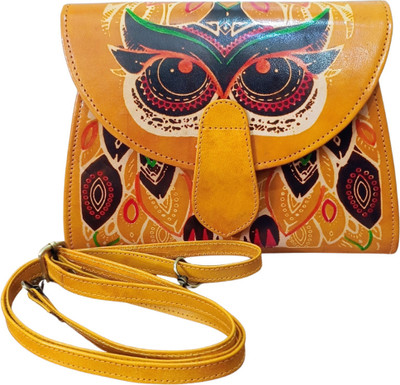 Chitrahar Yellow Sling Bag Genuine LetherHandcrafted Sling Bag