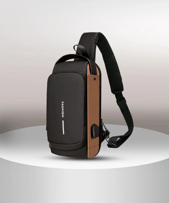 KARTUNBOX Brown Shoulder Bag Sling Bag For Men Shoulder Crossbody Bag Anti-Theft For Travel with USB Charging