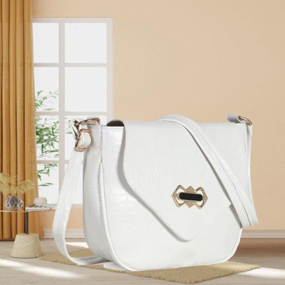 Nariox White Sling Bag Stylish Slingbag for Girls and Women |Makeup Bags