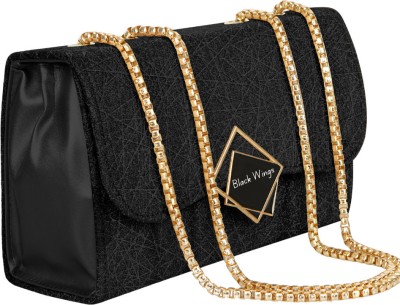 Black Wings Black Sling Bag Cross body Chain handle Partywear Sling Bags for Girls