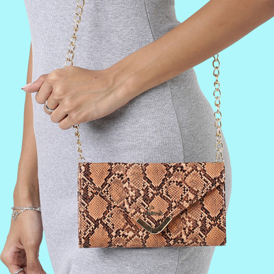 LAVIE Tan Sling Bag Python Glint