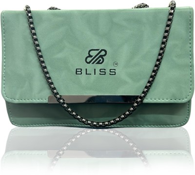 Bliss Green Sling Bag Green faded sling bag girls women pu leather coin pocket black chain