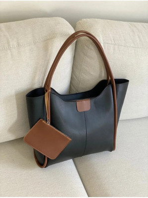 accomade Black Tote Sunny Large Women's Shoulder Bag Combo with Matching Small Purse(Pack of 2)