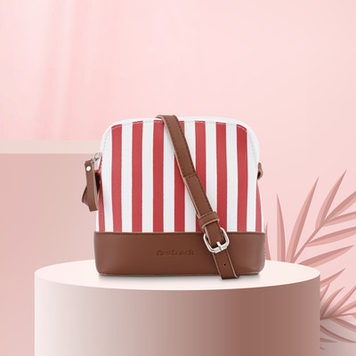 Fastrack Red Sling Bag Red Striped Sling Bag For Women