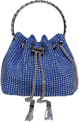 INKMILAN Blue Clutch Rhinestone Crystals Evening Crossbody Bags