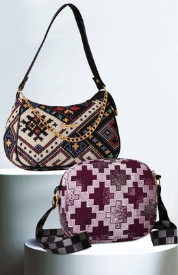 BANDICOOT Beige, Maroon Sling Bag COMBO BIG LUCK 4 CROSS SM LUCK 2 STEPS(Pack of 2)