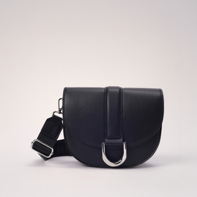 LINO PERROS Black Shoulder Bag Half Moon Bag