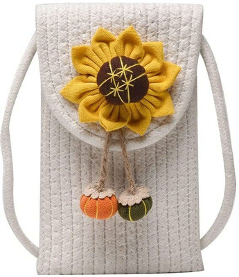 Nappmall White Sling Bag Eco-Friendly Jute Mobile Sling Bag Handcrafted Jute Mobile Bag