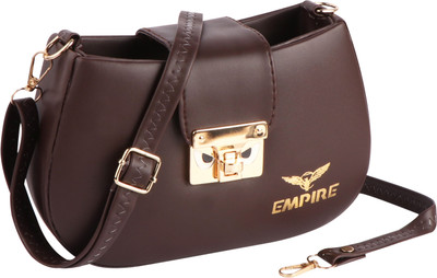 EMPIRE Brown Sling Bag Elegant Women’s Crossbody Handbag Premium Shoulder Bag with Gold-Tone Lock