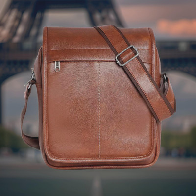 Shivra Tan Sling Bag Men Sling Bag extra large (S-12*8.5*3)