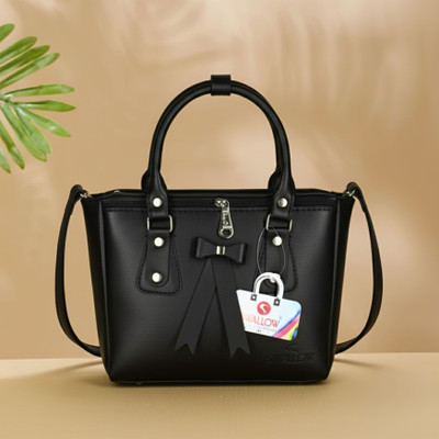 EVORK FASHION Black Hand-held Bag Premium PU Leather Sling Bag for Women & Girls.