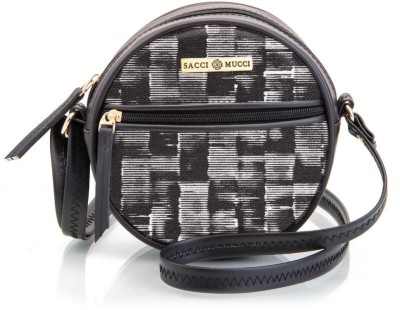 Sacci Mucci Black Sling Bag Round Round Sling Bag, Printed Sling Bag, Crossbody BagIrregular Stripes Tie Dye