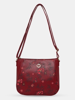 Caprese Black Sling Bag SNOW SLING MEDIUM MAROON PRINTED WOMEN'S HANDBAG