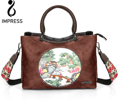 Impress Brown Sling Bag Stylish Handbag with a Round Shape Adorned with a Beautiful Floral Pattern