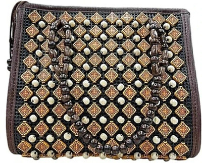 SS Collection Brown Sling Bag Unique Handmade Coconut Shell Beaded Sling Bag for Women and Girls