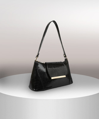 ROLEXO Black Shoulder Bag Casual Trendy Top Handle Handheld Shoulder Hobo Slingbag For Women