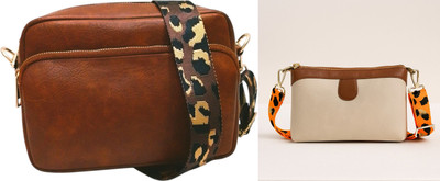 Dakota Brown, Beige Sling Bag /Crossbody Bag with Golden Adjustable Belt for Girls & Women(Pack of 2)