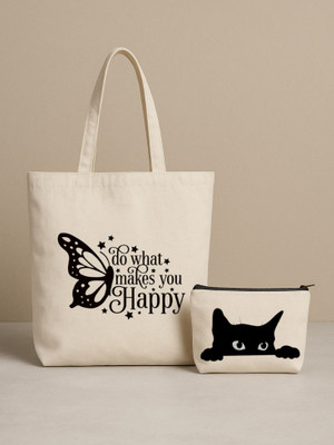 Kyraa White Tote Fashionable Cotton Canvas Tote | Elegant Bag for Stylish Women
