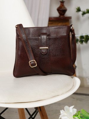 Teakwood Leathers Brown Sling Bag TEAKWOOD WOMEN'S SOLID BROWN SLING BAG