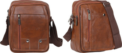 Blowzy Tan, Tan Sling Bag Cross Body Travel Office Business Messenger One Side Men & Women Sling Bag(Pack of 2)